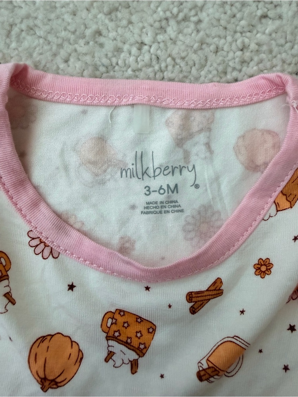 Milkberry Pink-Trim Pumpkin Print Baby Bodysuit & Pants Set - Picture 5 of 11